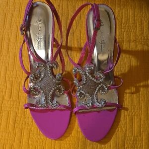 Vibrant Pink Embellished Heels